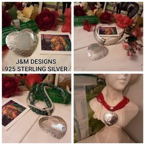 VINTAGE J&M DESIGNS SIGNED, 925 STERLING SOUTHWEST HEART PENDANT